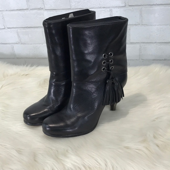 coach lace up tassle boot